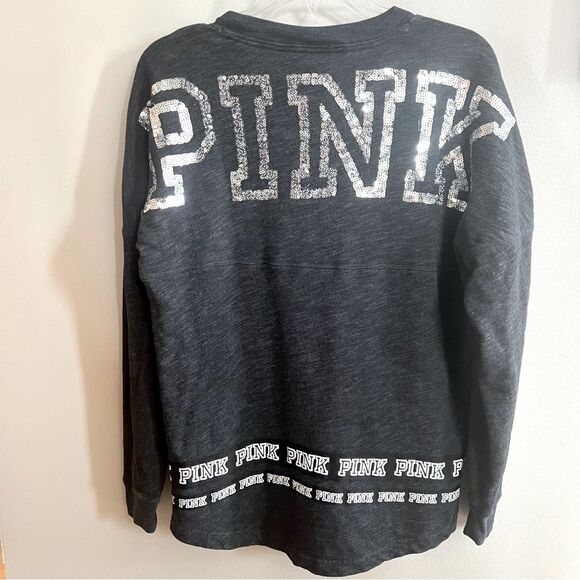 Vintage 90's Pink Victoria’s Secret Campus Bling Long Sleeve Cotton Blend Top - Picture 4 of 16
